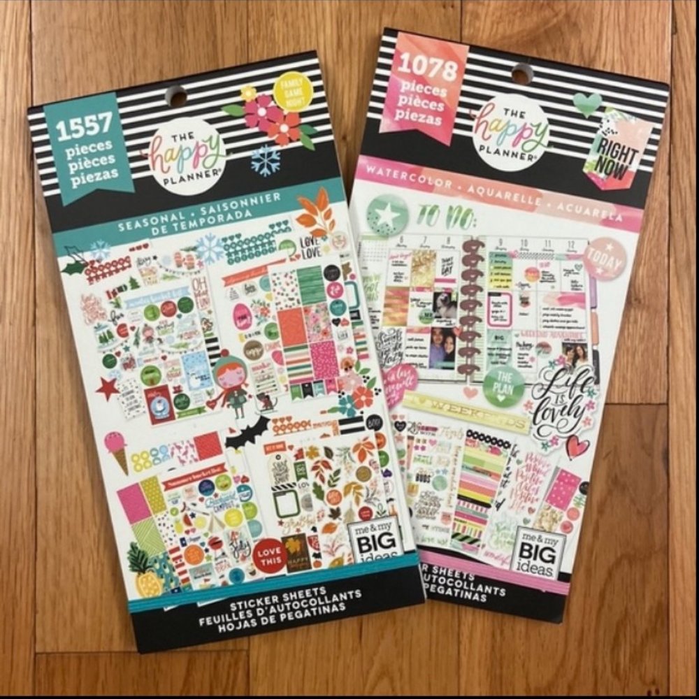 NWOT The Happy Planner seasonal sticker book and watercolor sticker book